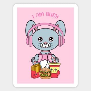 I am busy, cute rabbit playing videogames Magnet